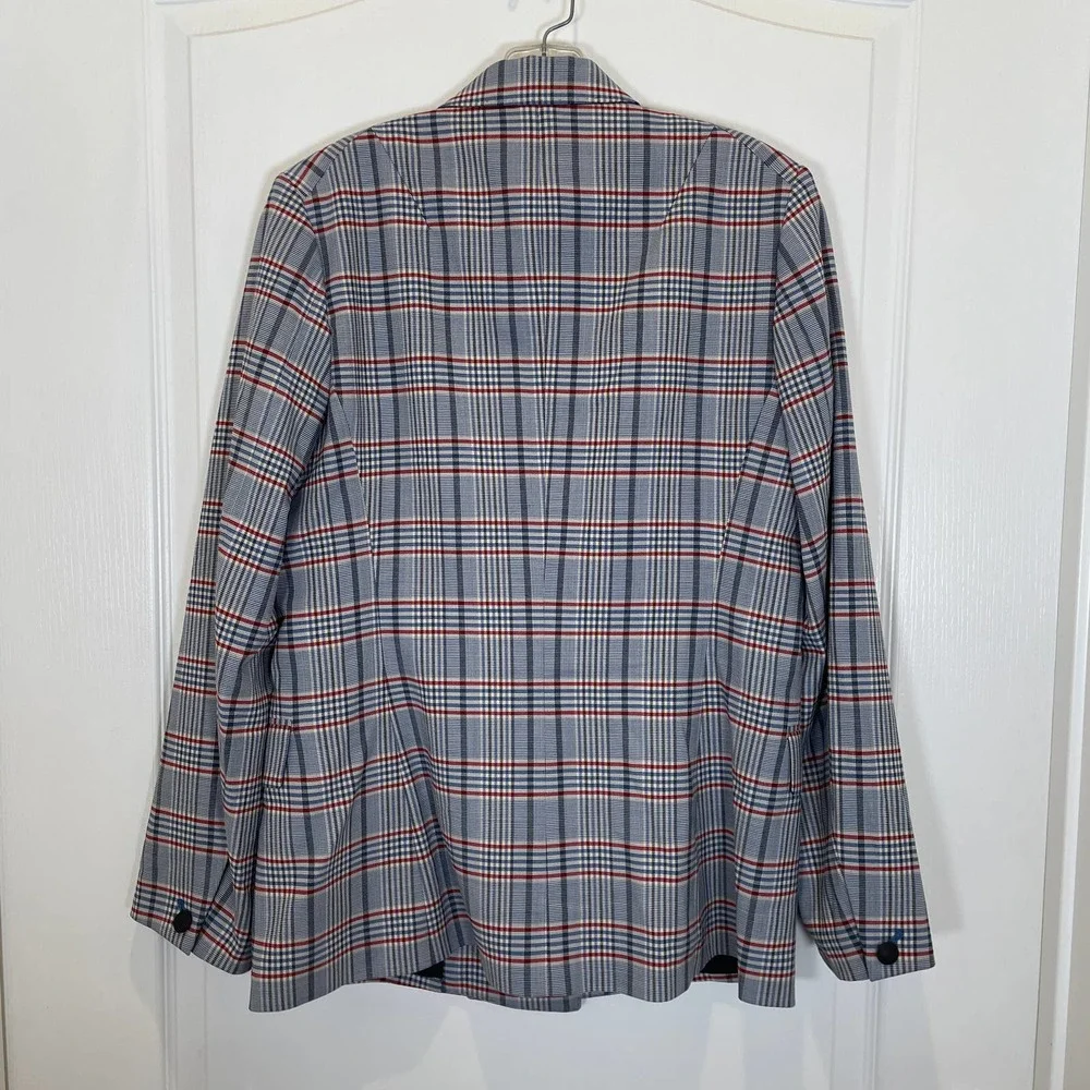 Rag & Bone Elise Wool Check Blazer Jacket Gray Blue Red White Plaid NWT 8 - Picture 8 of 8